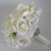 Reserved Listing for April Springer- Gardenia and Rose Real Touch Bridal Bouquet in Ivory.
